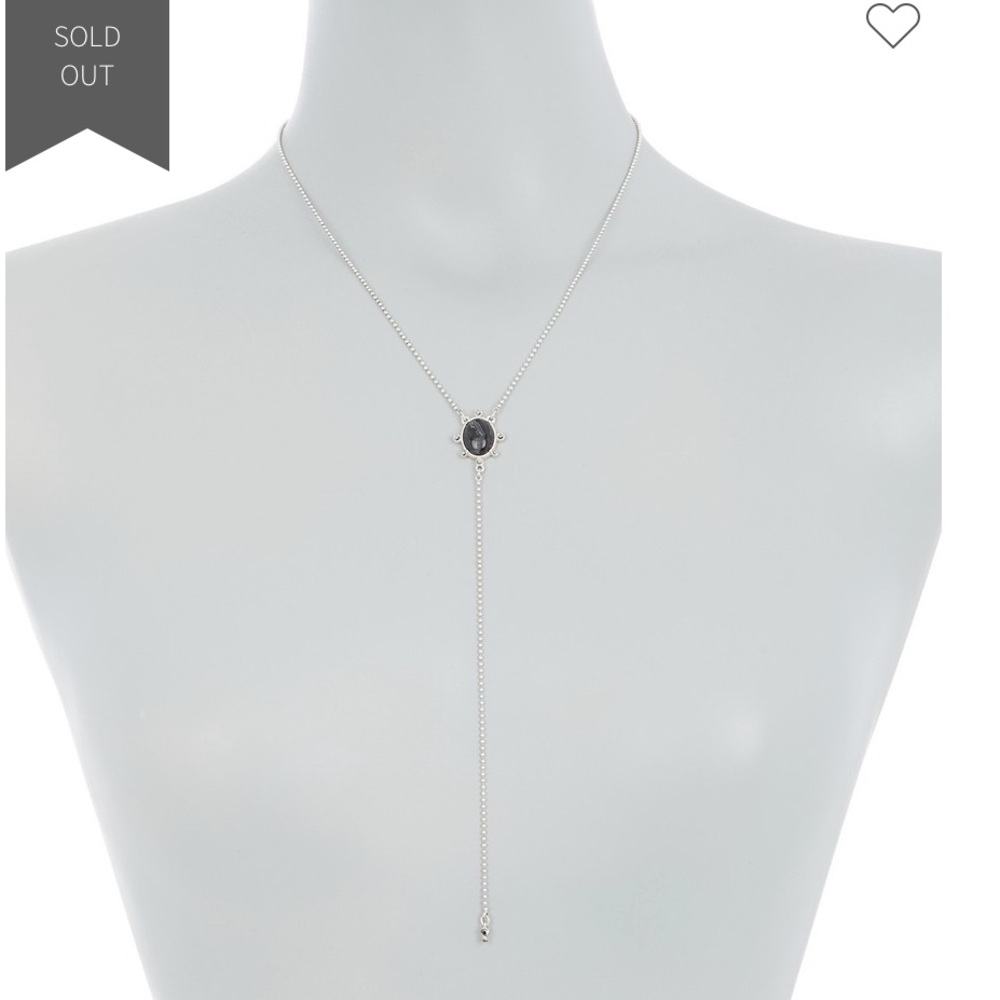 New Lucky Brand Black Agate Y-Drop Necklace